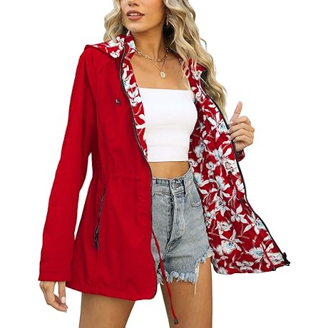 Reversible Lightweight Floral Women's Rain Jacket