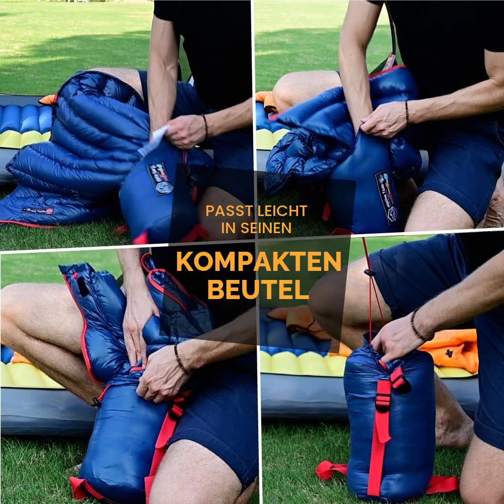 ZOOOBELIVES Alplive T400 Ultraleichter Daunenschlafsack für Rucksackreisen, 800 ml, ultrakompakt, 650 Füllkraft, Umschlagschlafsack für Wandern, Camping und Hinterland, leicht und komprimierbar