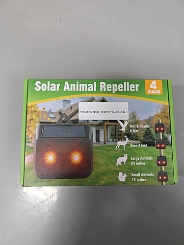 Miniatura 8 de Repelente solar nocturno de animales, paquete de 4 dispositivos disuasorios de animales con luz LED roja, repelente impermeable para depredadores al