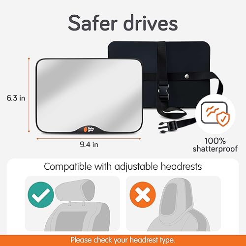 Miniatura 3 de Baby Uma Espejo de coche para bebé, espejo de automóvil inastillable para bebé, fácil de poner y quitar con hebillas que se mantienen en su lugar,