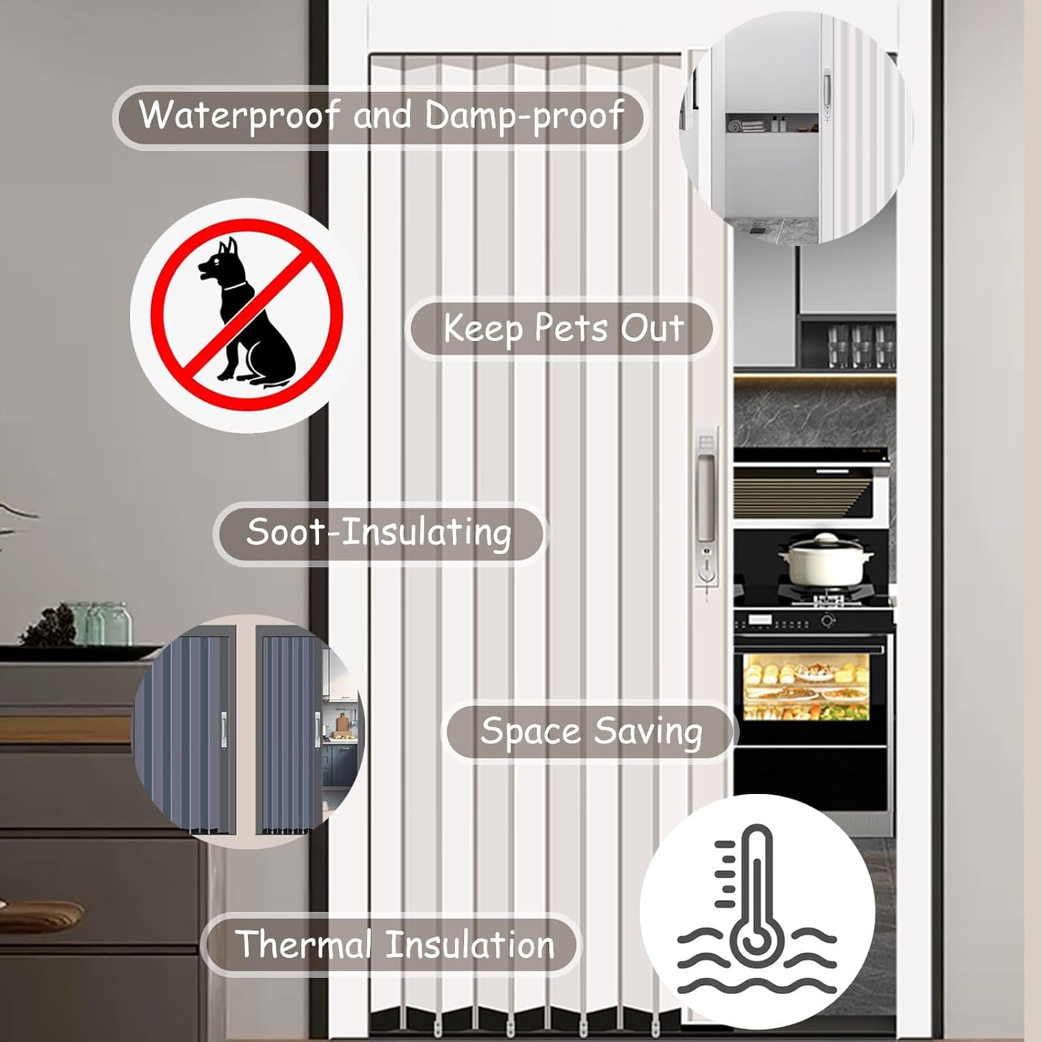 84" Magnetic Accordion Sliding Doors - 90'' Tall Concertina Folding Doors for Apartments & Dining Rooms, Invisible Pleated Door for Attics & Homes (108x228.6CM, 42.5x90IN)