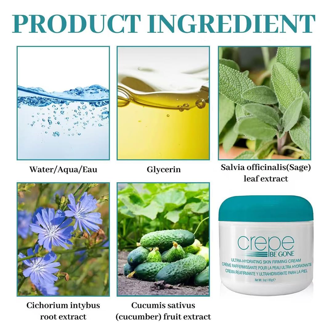 Crepe Be Gone Body Souffle, Ultra-Moisturizing Crepe Firming Cream-3oz, Neck Firming Cream for Chest Arms & Legs - Image 3
