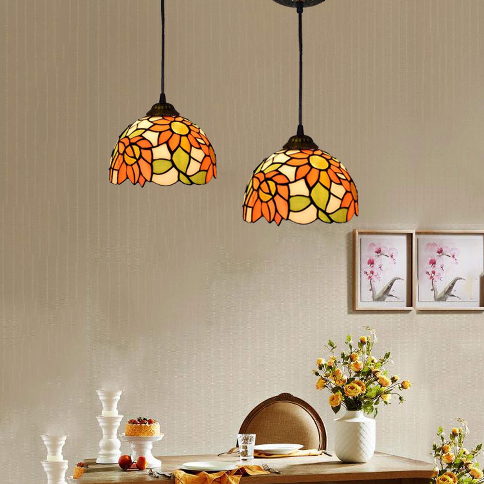 8 "Lampada a Sospensione a Sospensione da 8" Lampada a Sospensione a Sospensione Sun Flower Glams Shame Pastorale Vintage 1 Lampada appesa alla Sala da Pranzo Cucina Bar a Sospensione di
