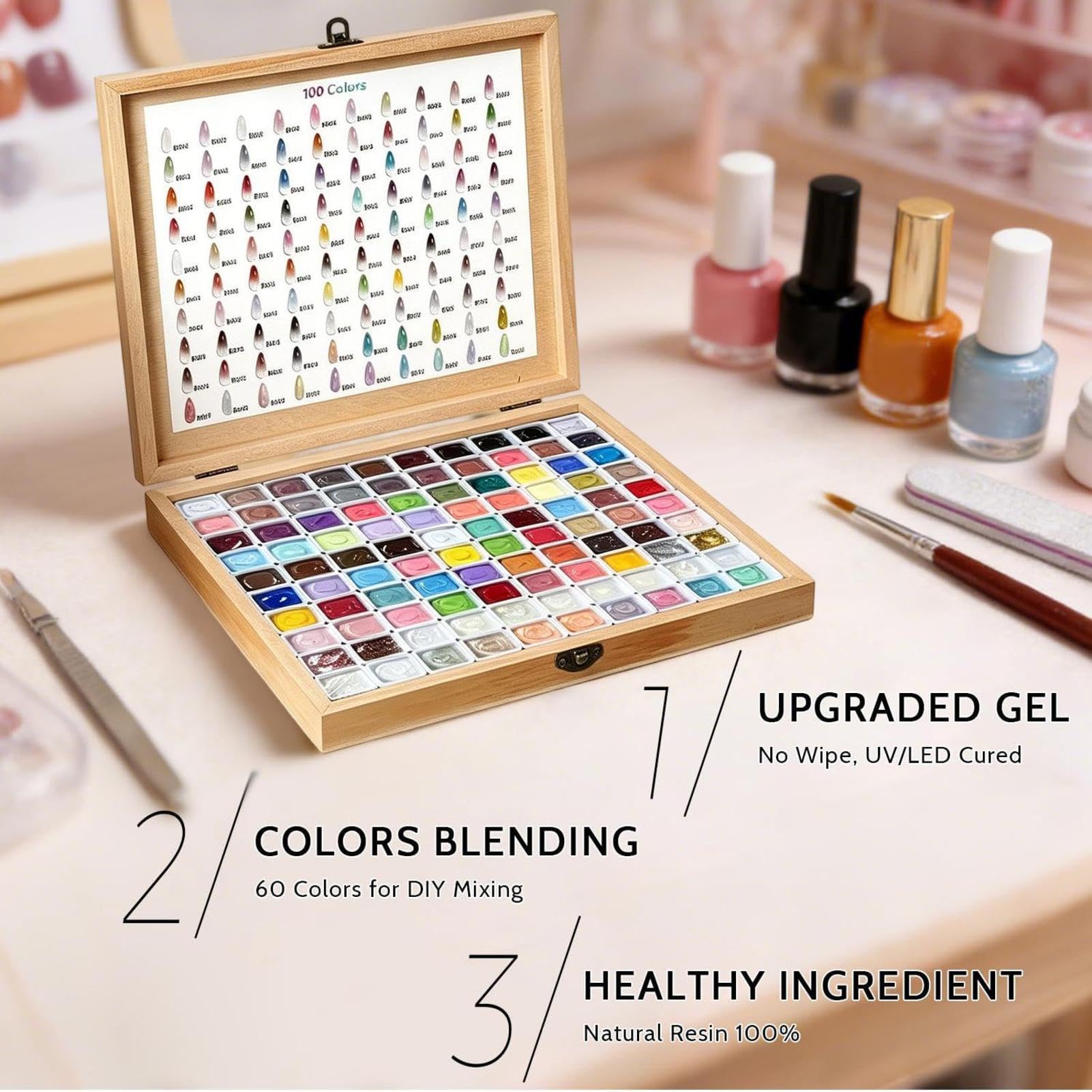 Patpat Paleta Żelowa 100 Kolorów Długotrwały Wysoko Pigmentowany Gradient 2 | Pat Painting Gel do Manicure dla Kobiet i Dziewczyn French Manicure Salon Dom Randka Wakacje Ślub