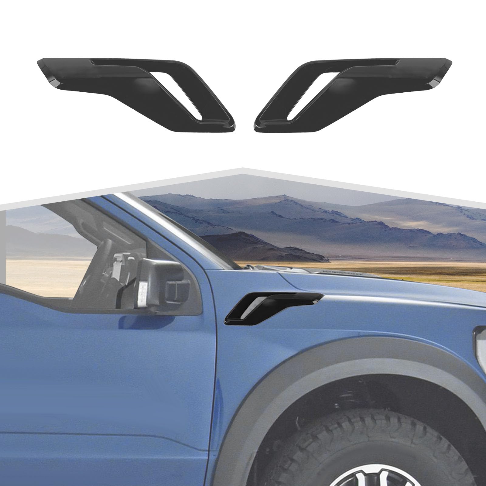 Amayum For F150 Raptor Fender Panel Cover Side Fender Air Vents Outlet Panel Exterior Decoration Compatible with Ford F150 Raptor 2021+,Black
