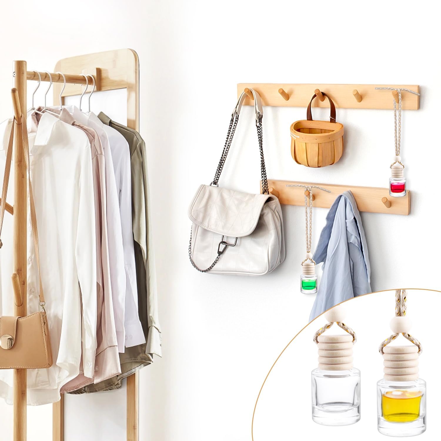 Wresty 100 Pcs 8ml Car Essential Oil Hanging Bottle Empty Car Air Freshener Diffuser Bottle Perfume Glass Bottle Pendant Aromatherapy Fragrance Bottle Auto Car Interior Ornaments Decor