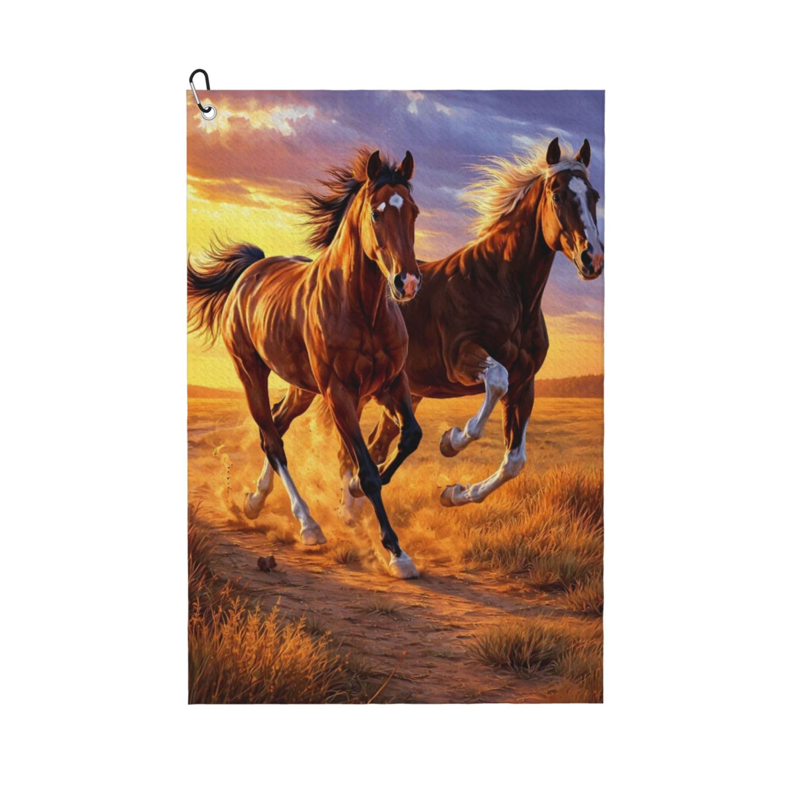 Oudrspo Galloping Horse in The Sunset Multi-Functional Golf Towel | Absorbent Quick Drying 16x24in