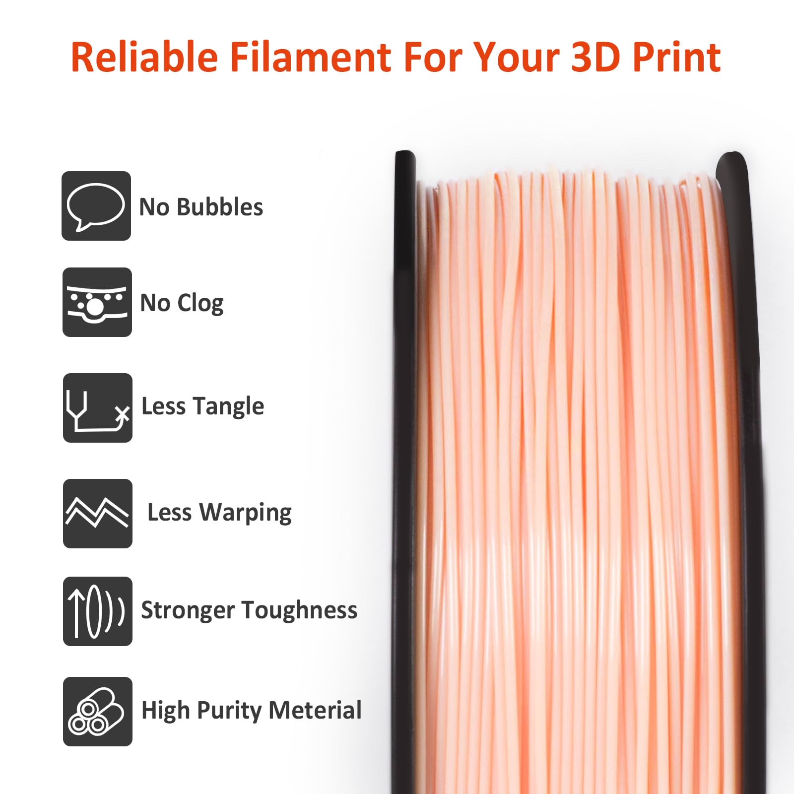 GEEETECH - Filamento in ABS+, 1,75 mm, per stampante 3D, 1 kg,per bobina, colore: rosa pallido (Skin)