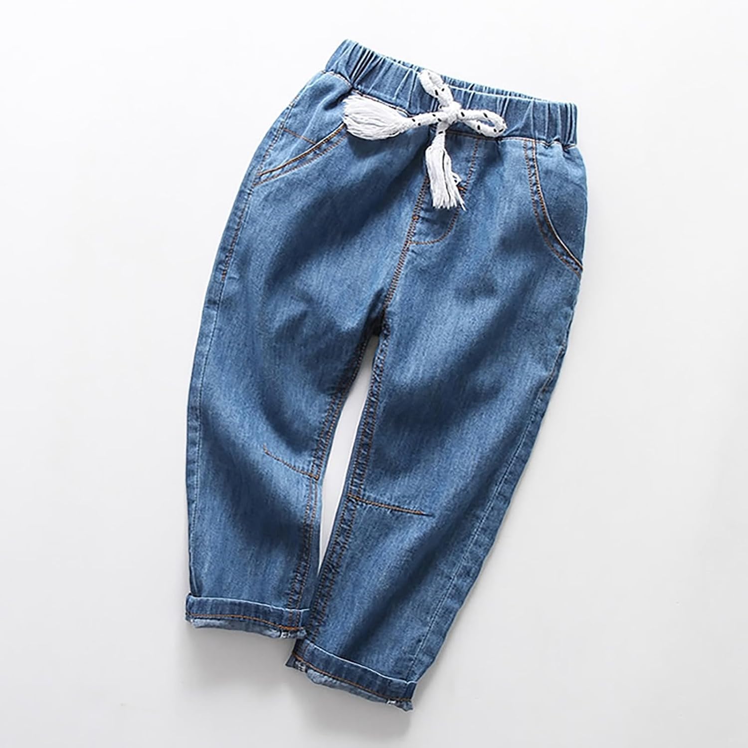 Baggy Jeans for Girls Wide Leg Ripped Denim Pants Cute Summer High Elastic Waisted Trousers Streetwear 7 to 14Y
