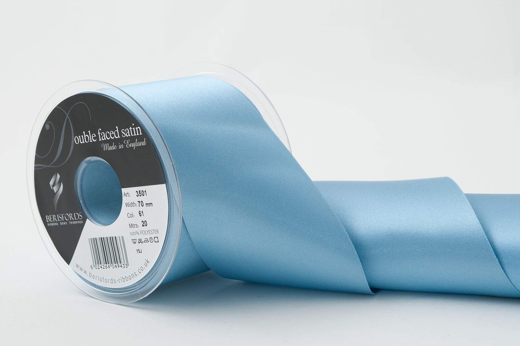 Berisfords 61 Dusky Blue Double Faced Satin Ribbon