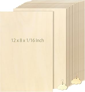 JOIKIT 24 PCS 12 x 8 x 1/16 Inch Basswood Sheets, 1.5mm Thick Unfinished Natural Balsa Wood Sheet Thin Plywood Boards for Cricut Maker, Crafts, Painting, Wood Burning, Building Model Project