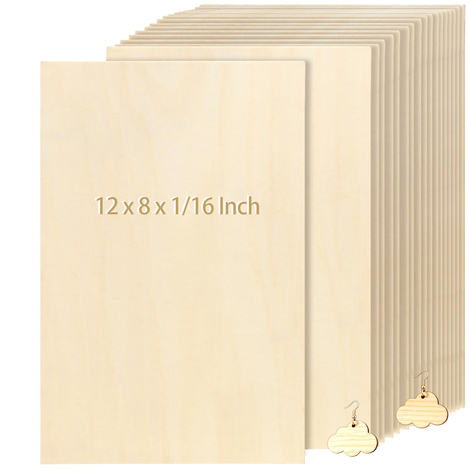 JOIKIT 24 PCS 12 x 8 x 1/16 Inch Basswood Sheets, 1.5mm Thick Unfinished Natural Balsa Wood Sheet Thin Plywood Boards for Cricut Maker, Crafts, Painting, Wood Burning, Building Model Project