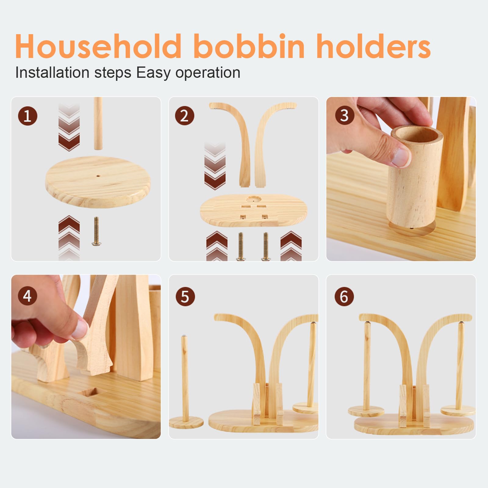 Svolgitore magnetico in legno con organizer per accessori a maglia, supporto per filo rotante per lana, con supporto per cellulare per amanti del uncinetto (legno naturale)
