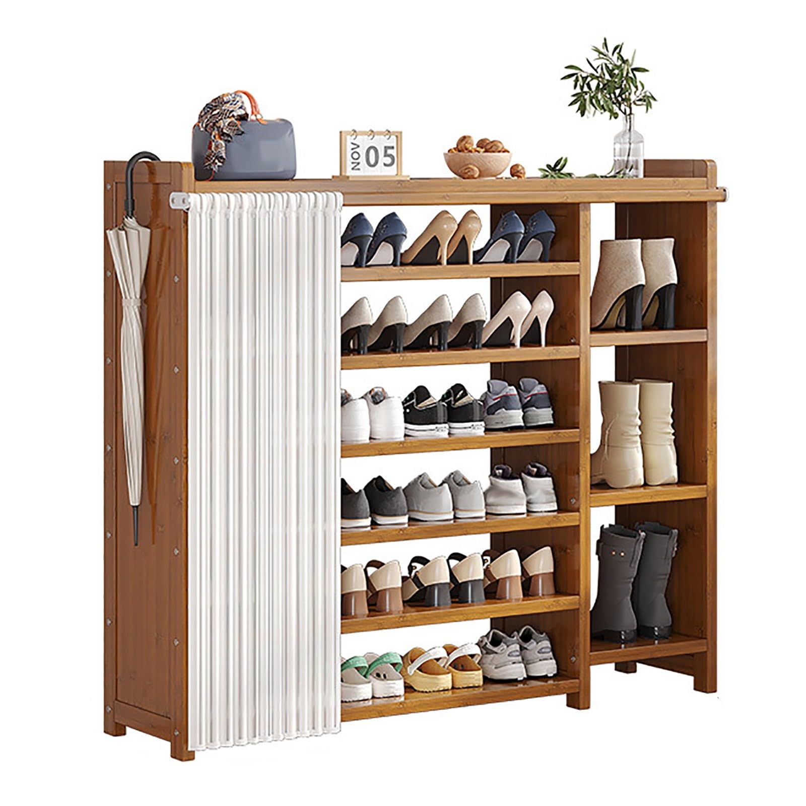 Meuble chaussures bambou 7 niveaux finition bois naturel