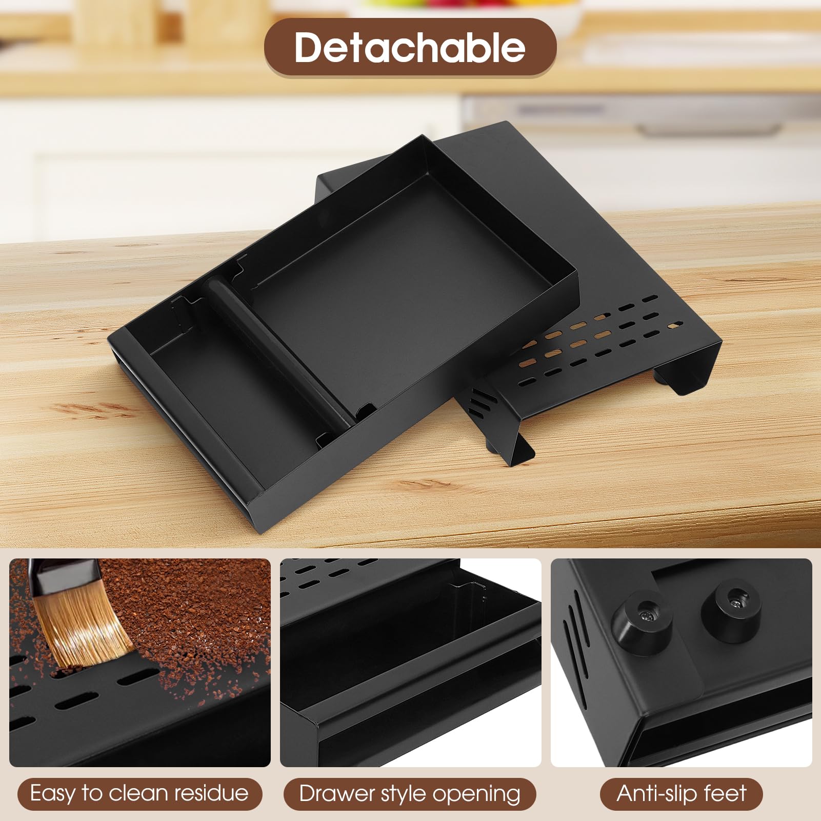 Contenitore Per Fondi Di Caffè In Acciaio Inox | Scatola Con Leva In Gomma - Foto 6