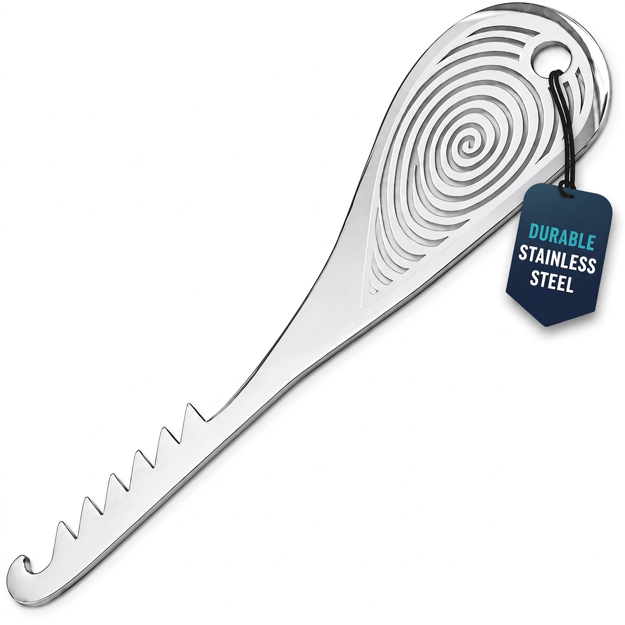 Stainless Steel, Spiral Non-Slip Grip, Deep Serrated Teeth, for Vacuum Rollers and Hairbrushes Vacuum Hairbrush Cleaner Tool with Curved Hook Tip