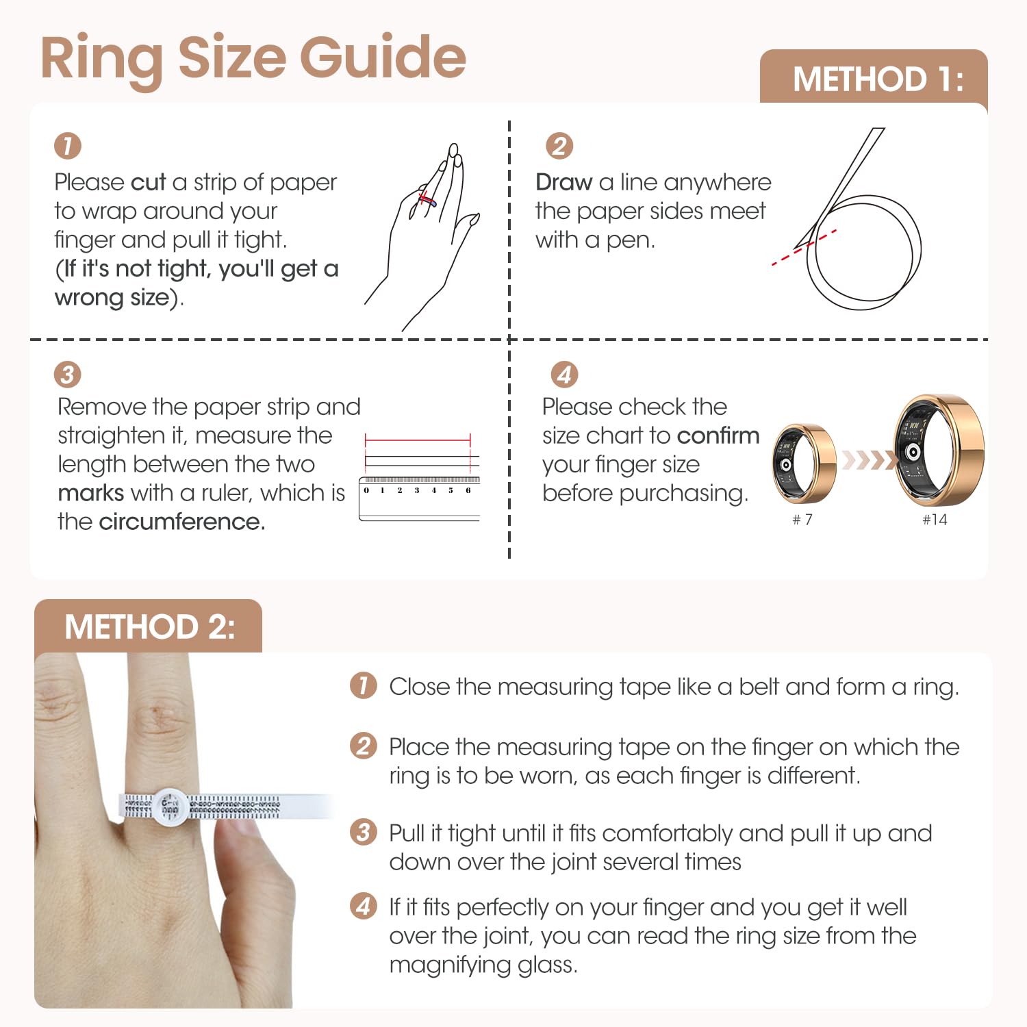 DEKELIFE 2024 Smart Ring Uomo Donna, Anello Smart Fitness Tracker con Frequenza Cardiaca, SpO2, Monitoraggio del Sonno, 100+ Modalità Sport Impermeabil IP68 per Android e iOS, Misura 9, Oro
