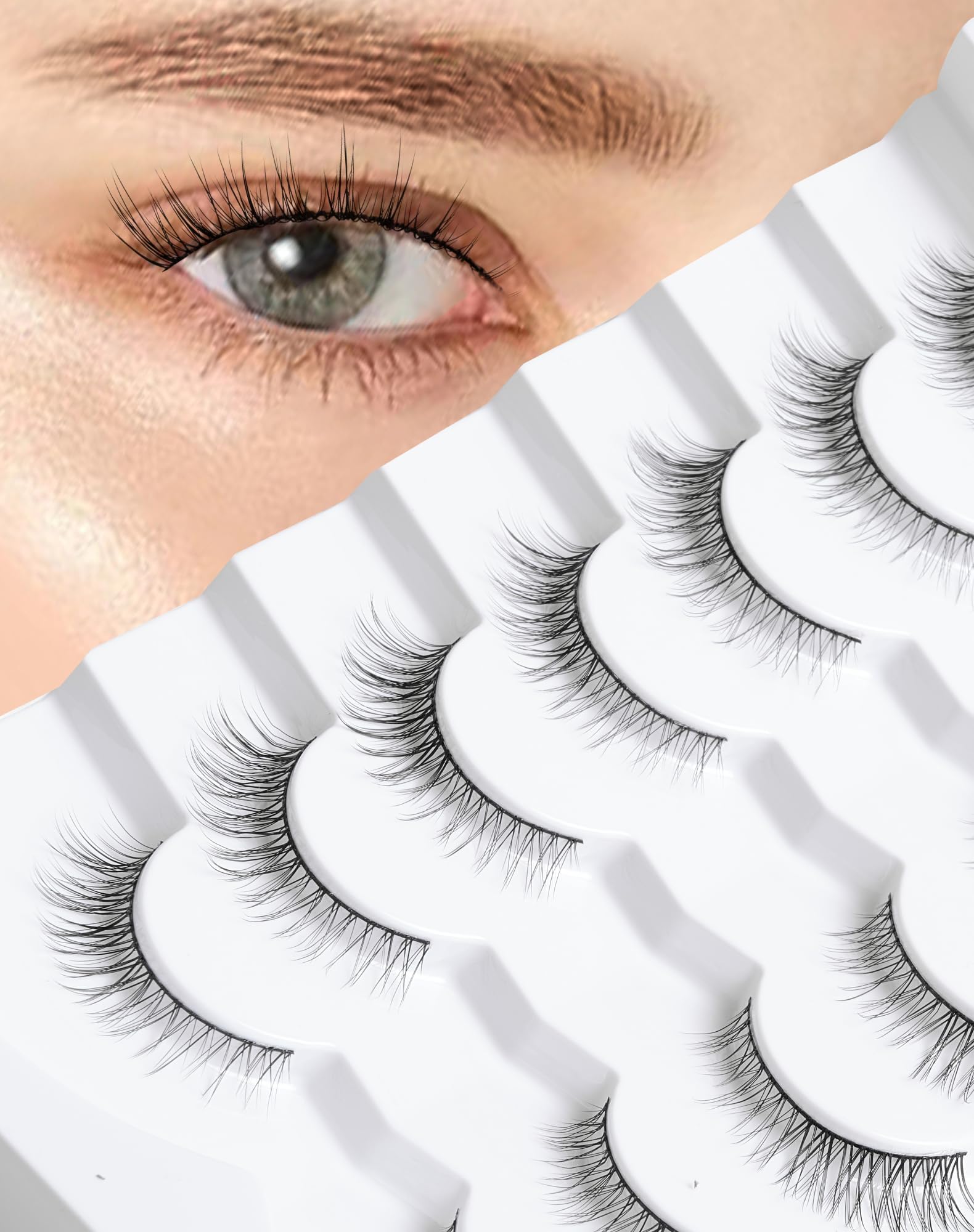 Lashes Wispy False Eyelashes Colour Gradient False Eyelashes Natural Look Small Eyelashes False Eyelashes Artificial Mink Eyelashes 7 Pairs D11