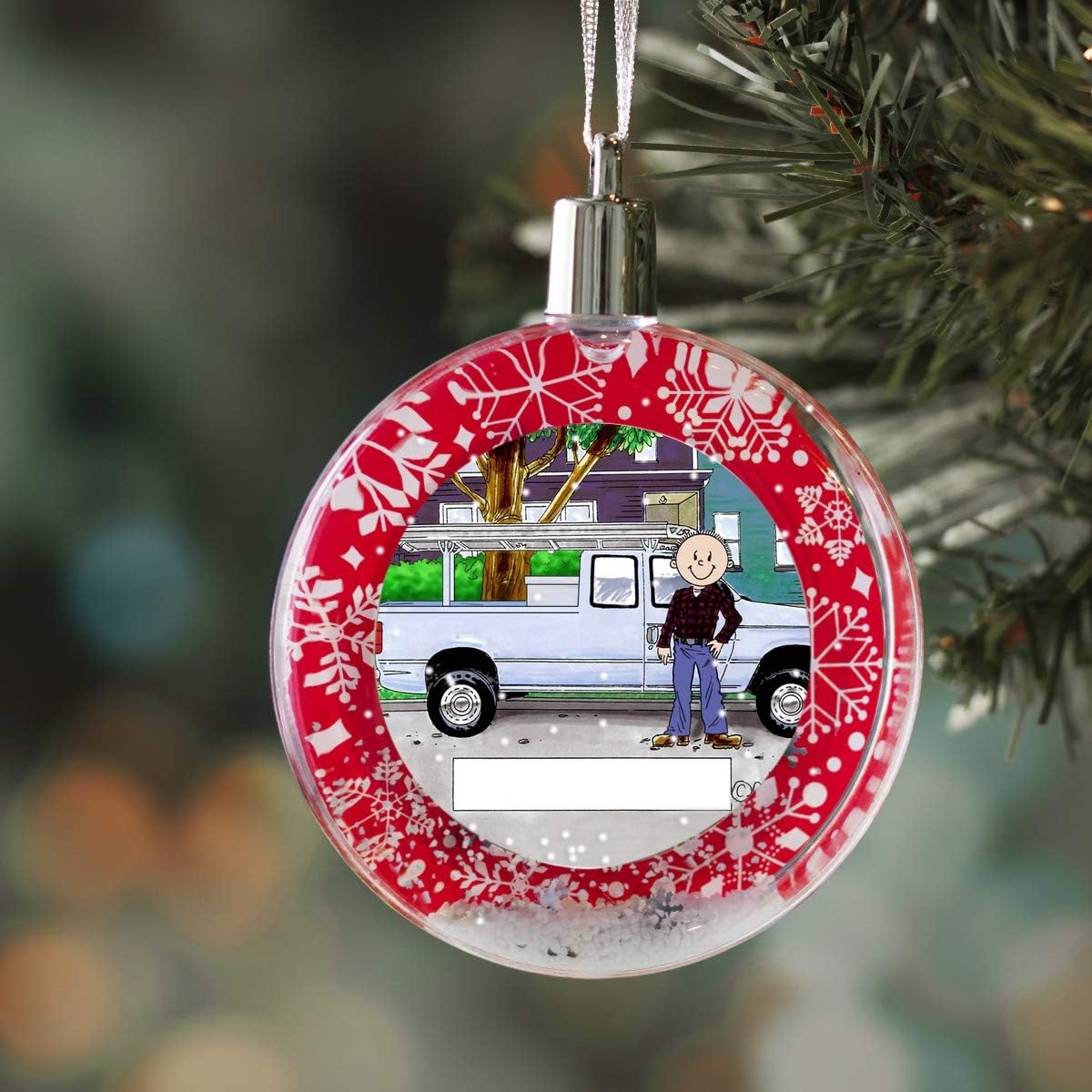 PrintedPerfection.com Personalized Friendly Folks Pick Up Truck, Blue - Male Christmas Snow Globe Ornament