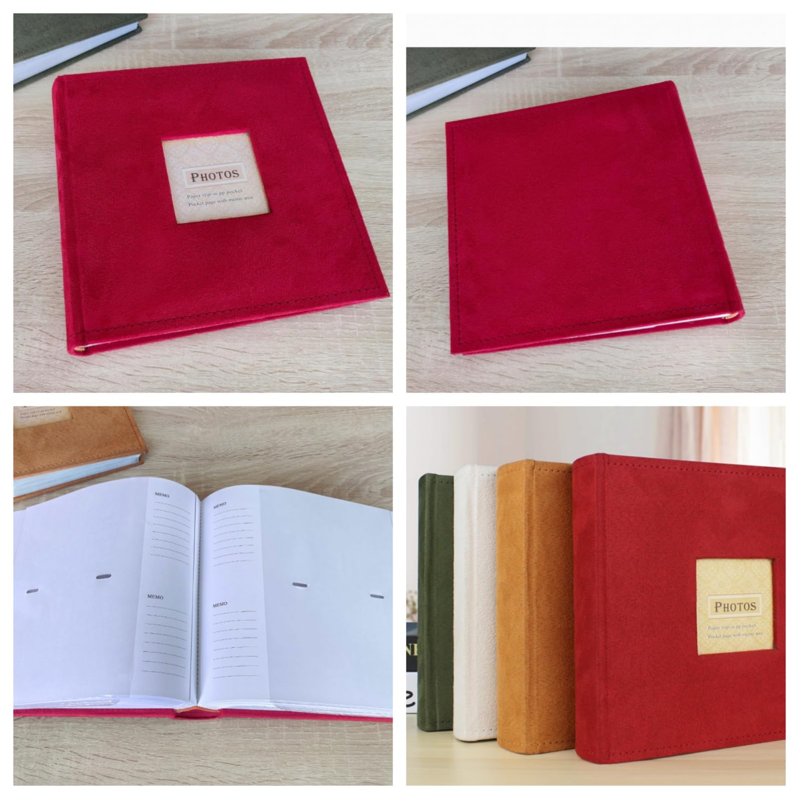 1 Stück Fotoalbum Einsteckalbum für 200 Fotos (10x15 cm), Einstecken Einsteckalbum,Die Memo-Einsteckalben,Ideal für Familie, Hochzeiten, Reisen & Baby-Erinnerungen (Rot)