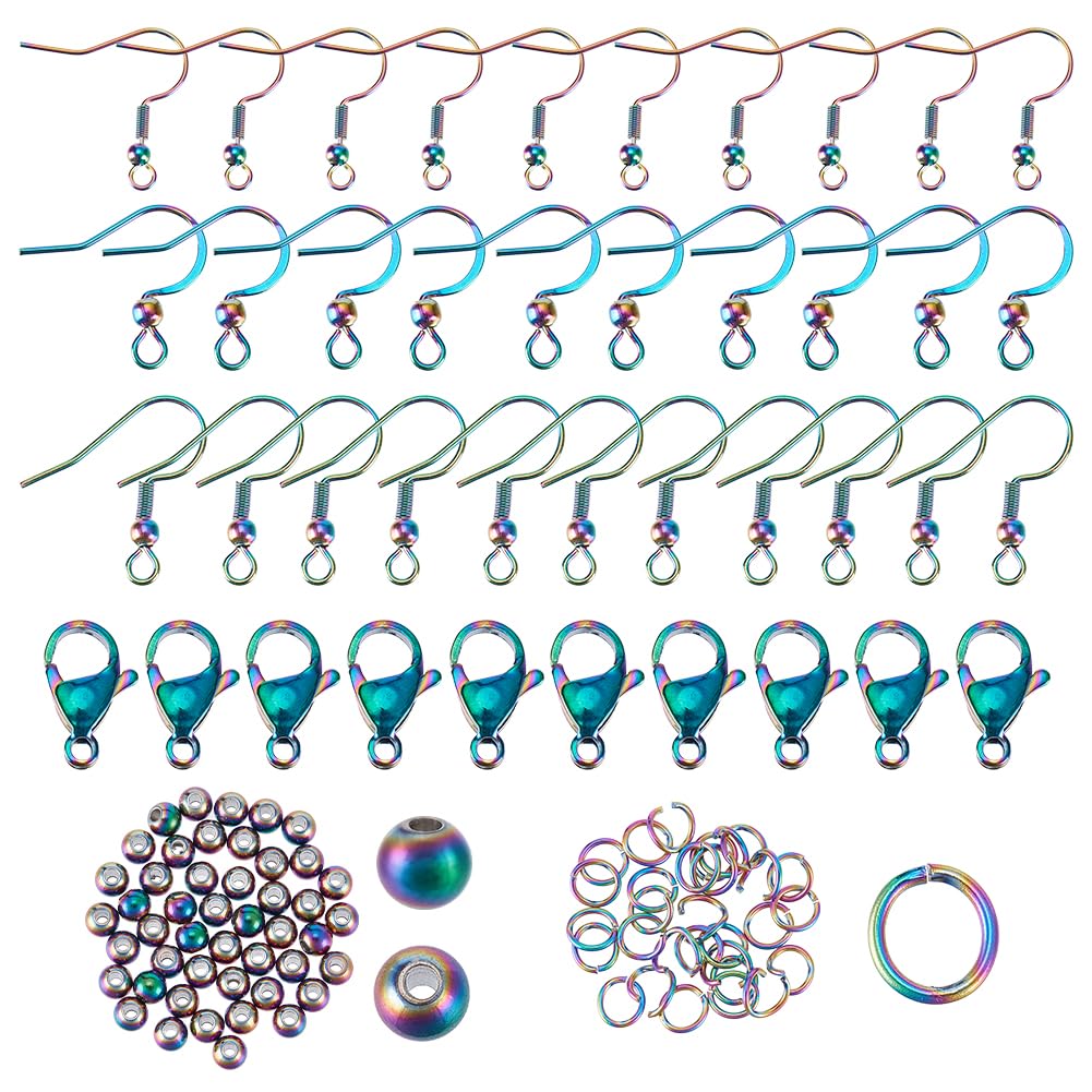 Kit de ganchos de acero inoxidable arcoíris para hacer 120 aretes creativos 6