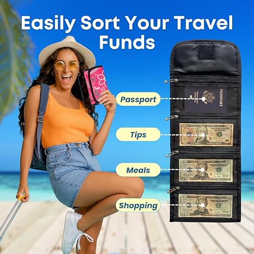 Miniatura 2 de Organizador de dinero para efectivo con 4 cremalleras, sistema de sobres de cartera para efectivo, soporte para efectivo, billetera de dinero de