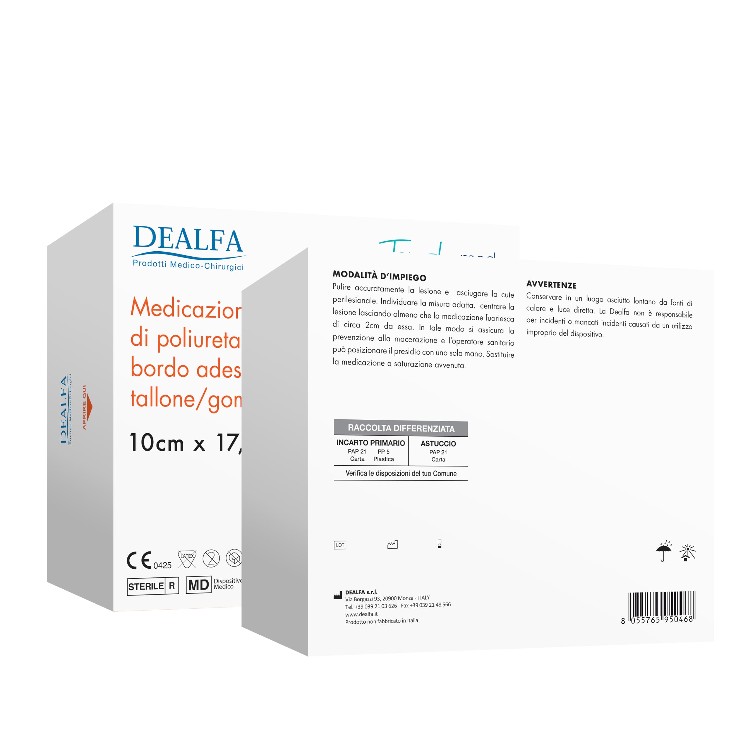 Medicazione Sterile in Schiuma di Poliuretano - 10x17,5 cm - Sagomata per Tallone e Gomito - Senza Bordo Adesivo - Monouso - Confezione da 5 Buste