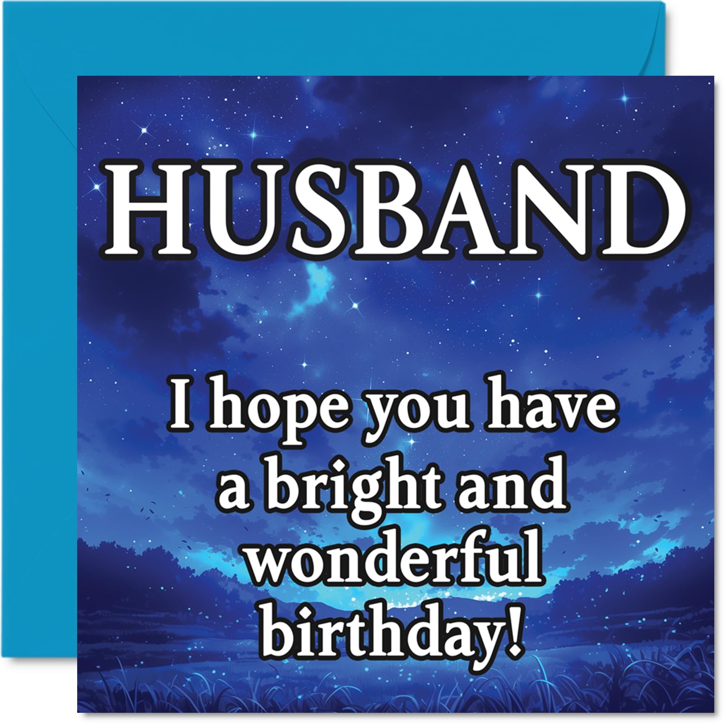 Husband Birthday Card - Magical Night Sky - Happy Birthday Card for Husband from Wife Partner, 145mm Bright and Wonderful Sentiment Bday Greeting Cards