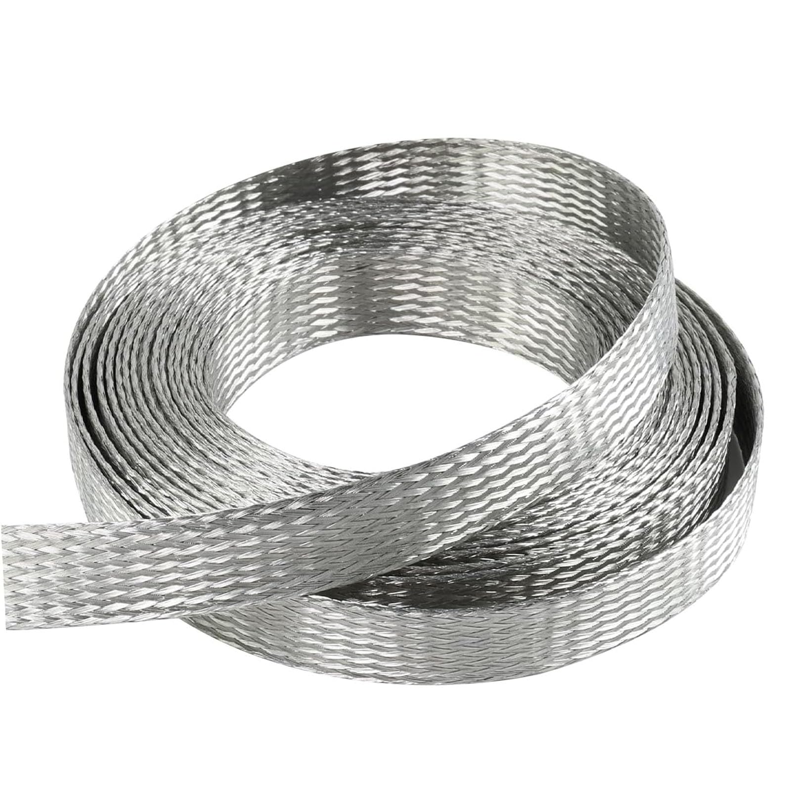 Geflochtenes Erdungsband, Flaches geflochtenes Erdungsband aus verzinntem Kupfer, 3 Meter, 13–22 mm, Silber(Width 18mm)