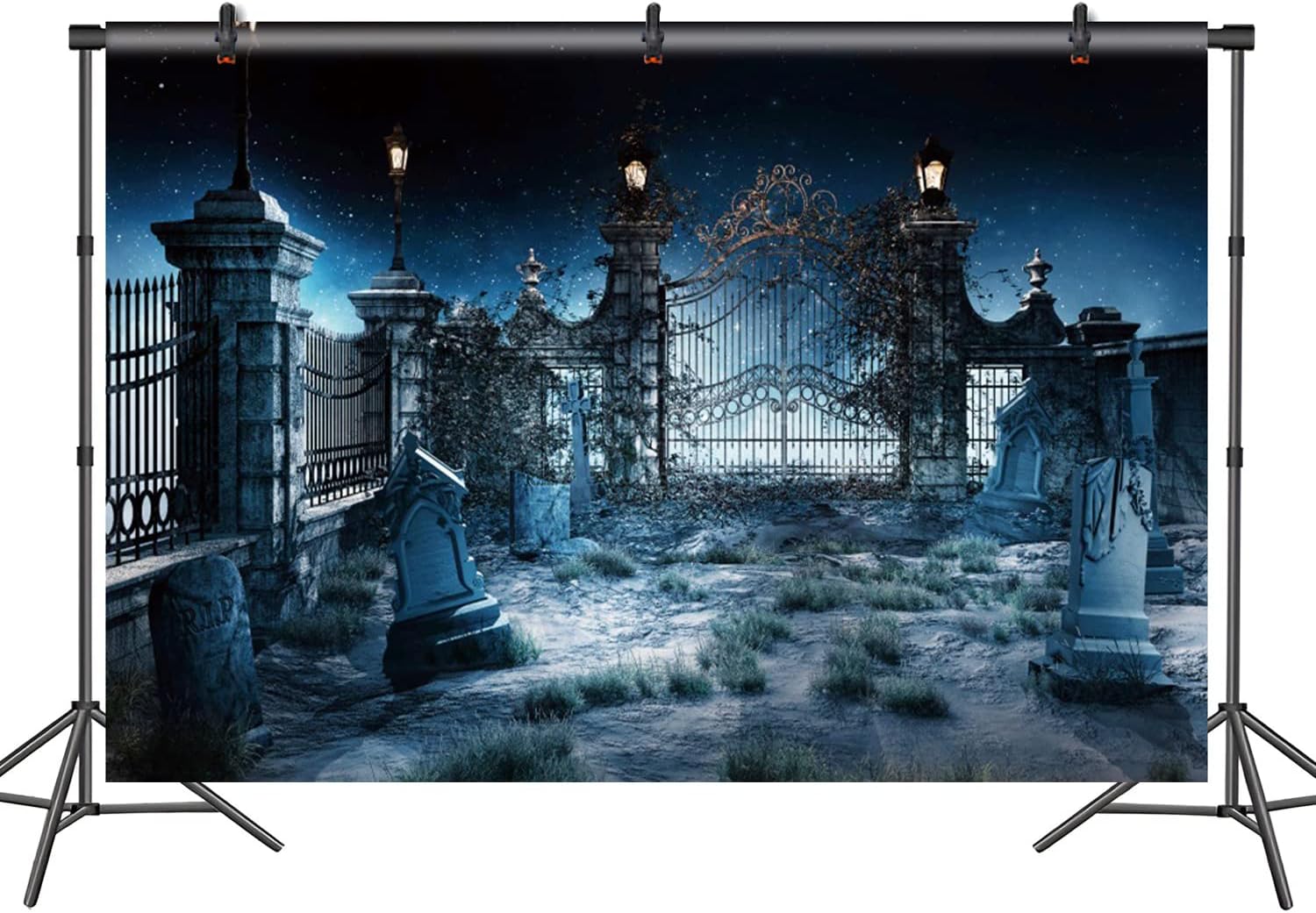 DASHAN 12x10ft Halloween Backdrop Gloomy Misty Woods Photography Background Discarded Cemetery Evil Ghost Backdrop Halloween Celebration Decoration Scary Graveyard Photo Studio Props