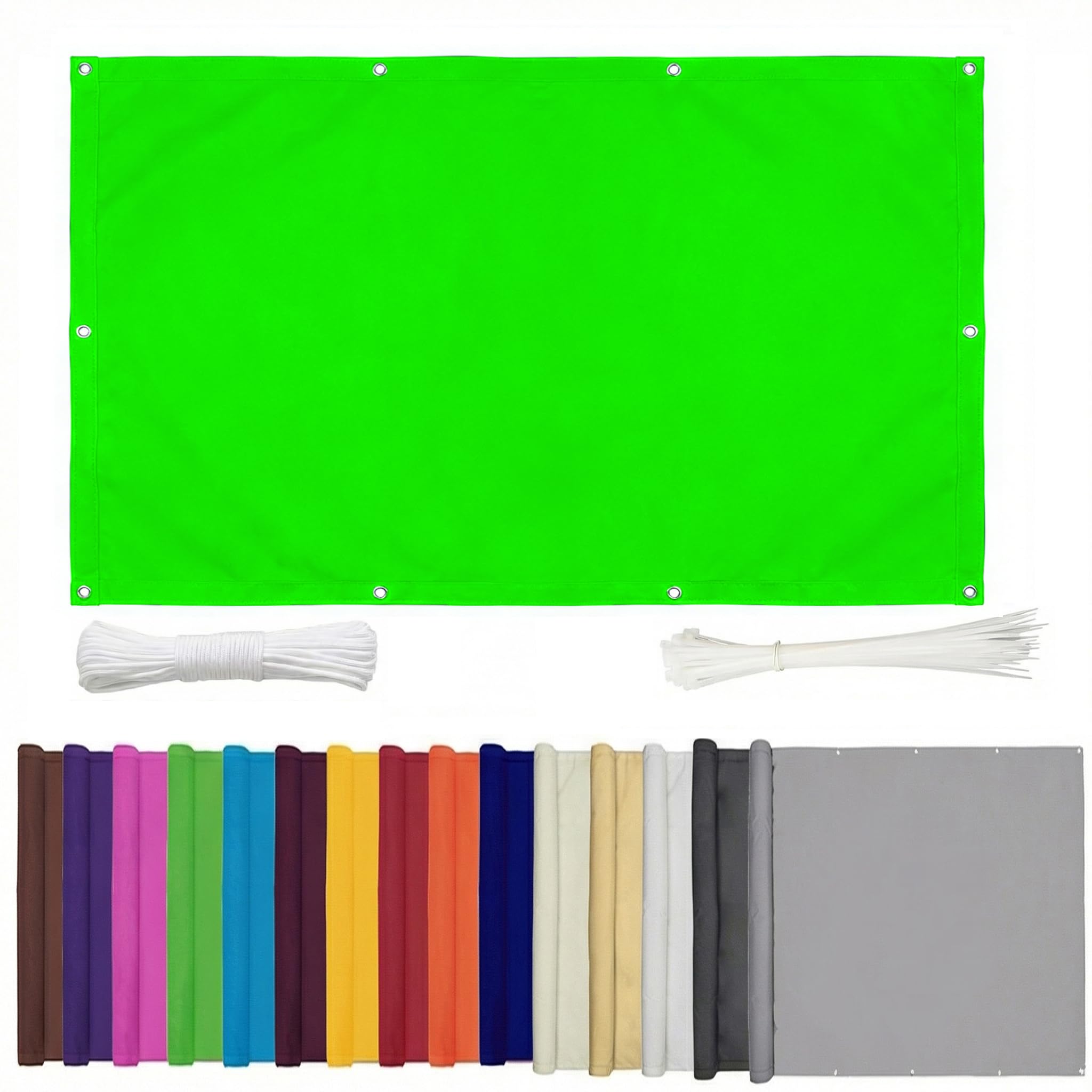Luxurysail Balcony Privacy Screen PVC Anti-UV Fence Screen for Balcony Deck Patio Balcony Cover Sun Shade Windproof Waterproof with Cable Ties Green 1x1.5m