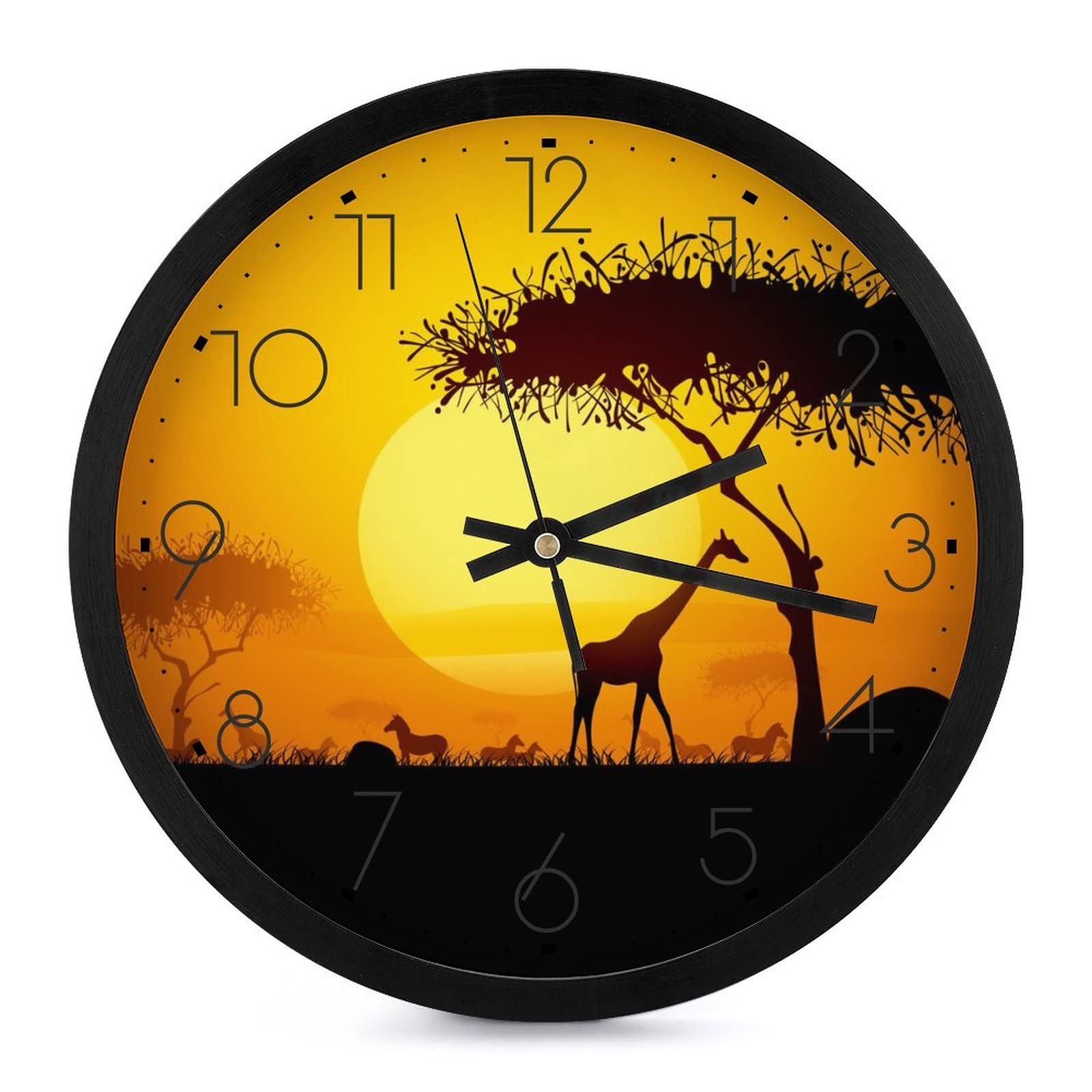 Pendule murale silencieuse girafe moderne 25.4cm finis les bruits de tic-tac la nuit