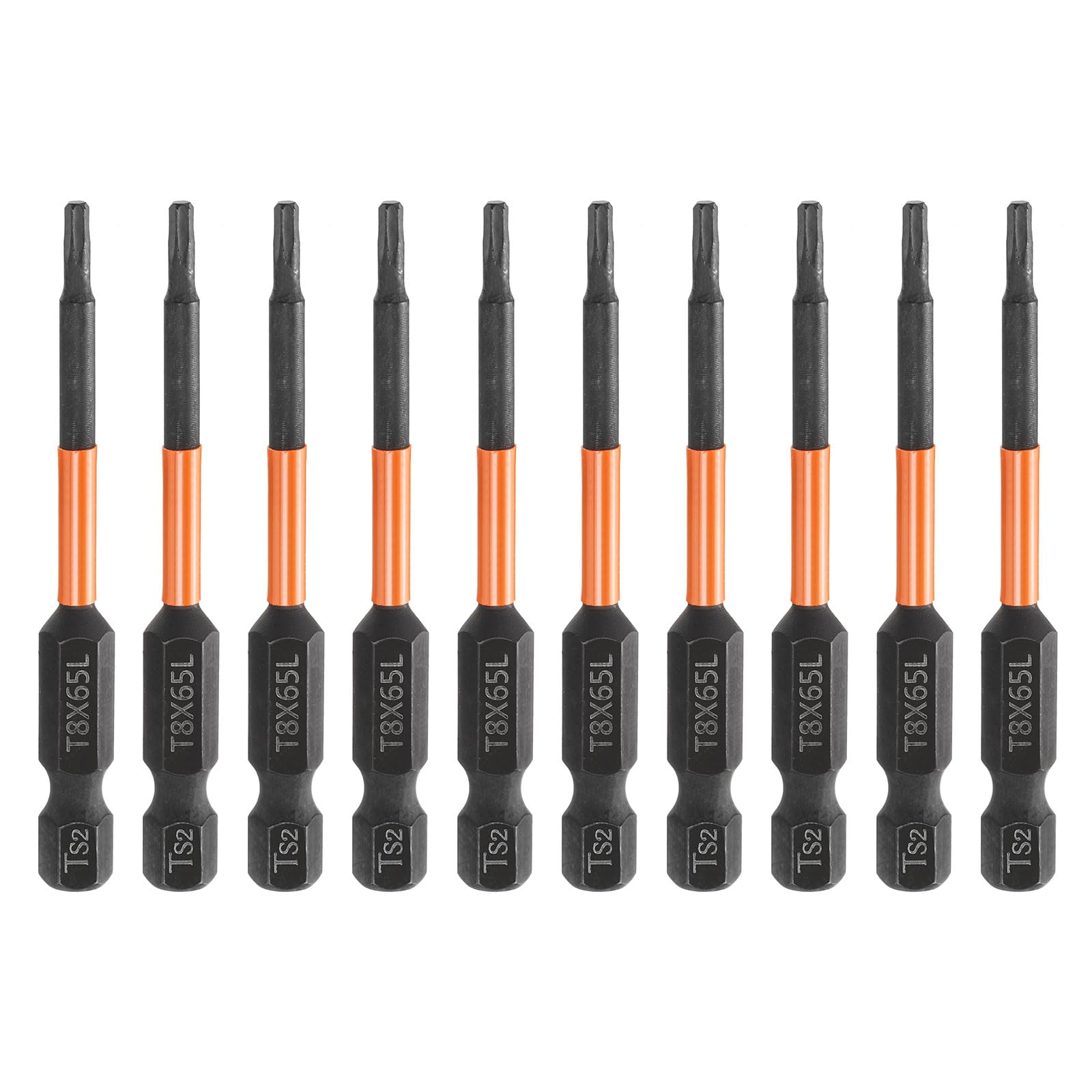 sourcing map 10pcs T8 Torx Head Screwdriver Bit 65mm Long 1/4" Hex Shank โ image 1