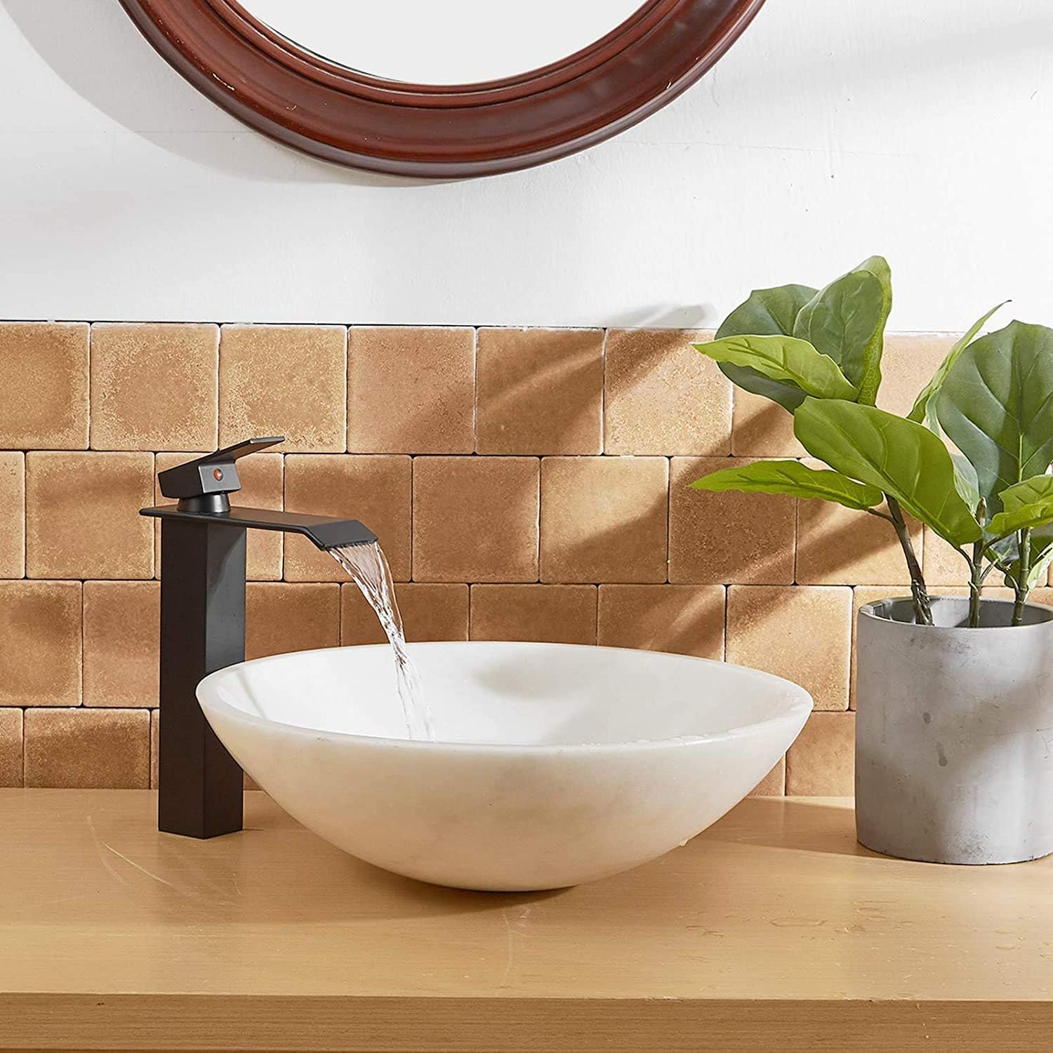 Matte Black Bathroom Faucet Vessel Sink Bowl Faucet Tall with Pop Up Drain Assembly Single Handle Single Hole Vanity Lavatory Deck Mount Supply Lines Hose