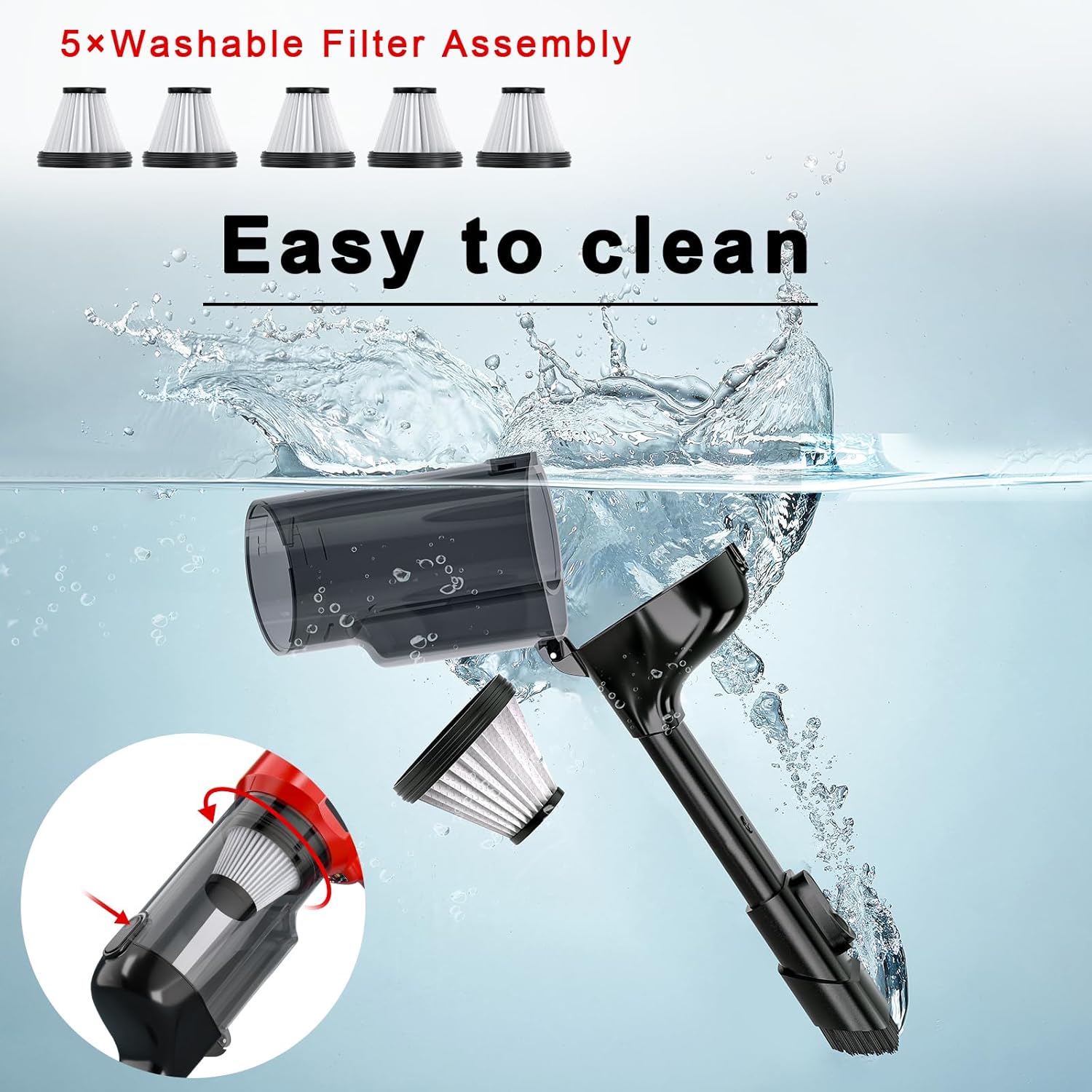 Cordless Vacuum Cleaner for Milwaukee M18 18V Battery, Electric Handheld Vacuum Cleaner with 105AW Powerful Suction, Portable Vacuum Cleaner for Floor, Carpet, Car(Battery Not Included) - Image 6