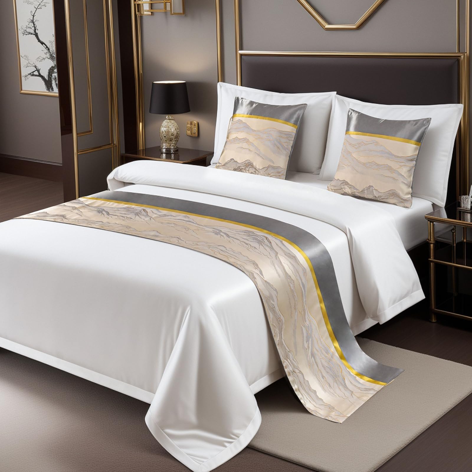 Camino de cama de estilo europeo de lujo para hoteles y dormitorios elegantes