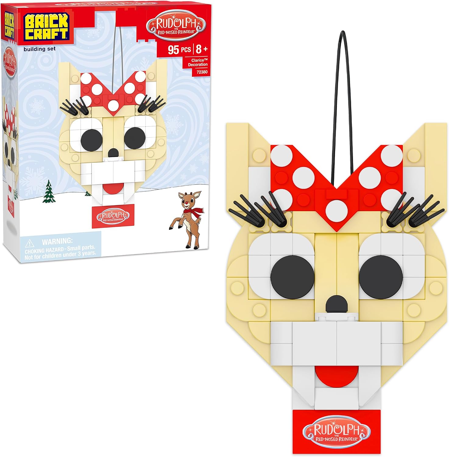 Brickcraft Rudolph The Red Nosed Reindeer Clarice Ornament Building Set 95 PCS DIY Christmas Tree Decoration Kit Holiday STEM Toy Creative Gift Collectible Decor for Kids Adults Ages 8+