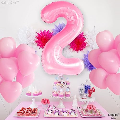 Miniatura 8 de KatchOn, Globo rosa con el número 2, paquete de 2, 40 pulgadas, dos globos, pancarta rosa de feliz cumpleaños, 16 pulgadas para suministros de