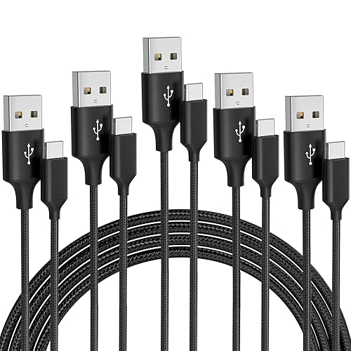 Cable USB tipo C, paquete de 5 (336610 pies), cable USB C trenzado de nailon de carga rápida, compatible con Samsung Galaxy S9 S8 Note 9 Note 8