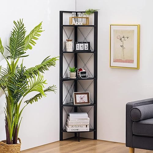 Miniatura 1 de Estante esquinero de 5 niveles, estantería de esquina de pared de 63 pulgadas de alto y soporte para plantas, organizador de estante de exhibición