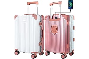 LAZEYARD Carry-On Luggage with Built-In Cupholder and USB Charging