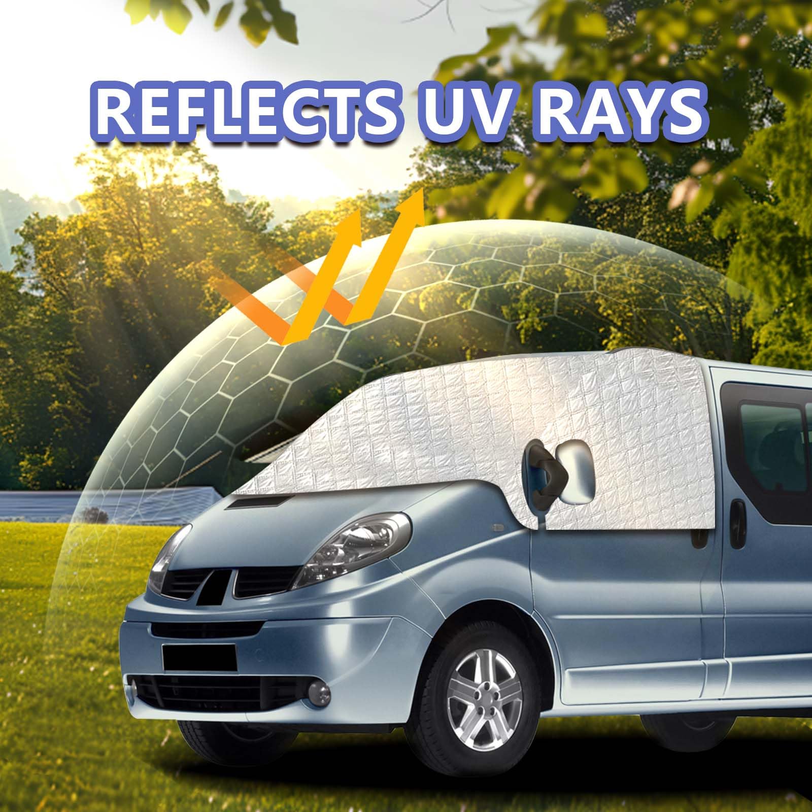 Protection de vitre compatible avec Renault Trafic X83/Opel Vivaro/Nissan Primastar 2001-2015 Protection contre les UV/glace/gel/pluie/poussière Fenêtres/feuilles tombées Pare-brise Protection de