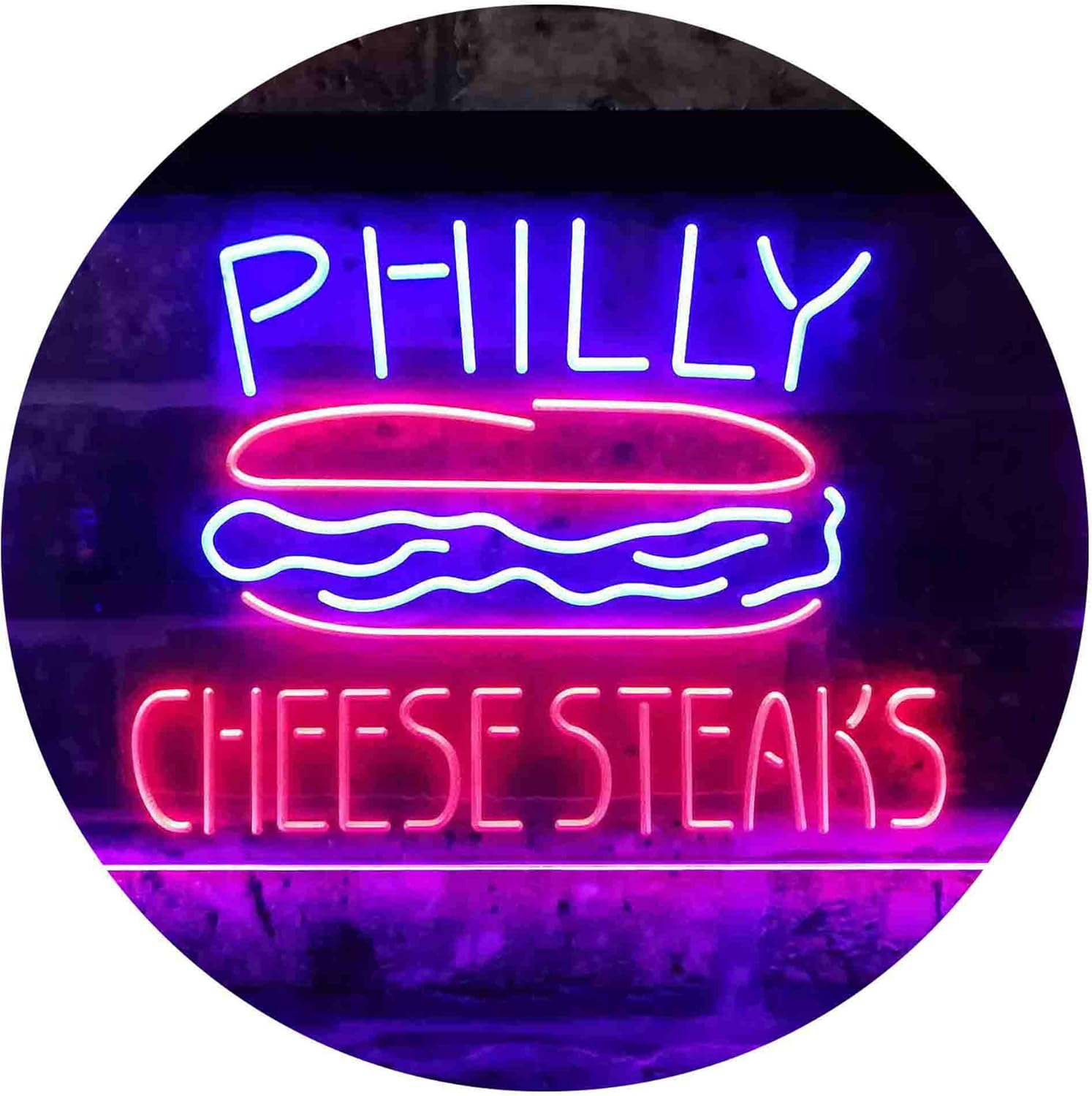 ADVPRO Philly Cheese Steaks Café Dual Color LED Neon Sign Blue & Red 24 x 16 Inches st6s64-i3850-br