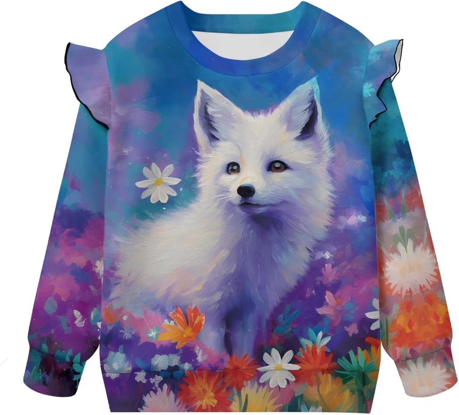 Toddler Long Sleeve Shirts Ruffle Fall Clothes Sweatshirts for Girls Home School Active Pullover 1-8 Years