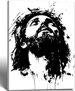 Framed black and white Jesus canvas wall art