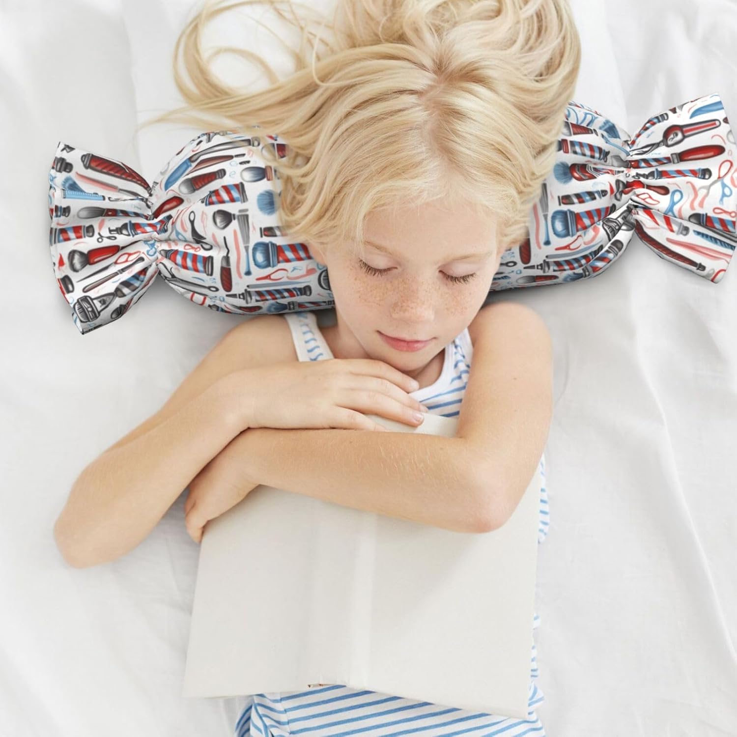 Barber Supplies Pattern Print Candy Cylindrical Pillow Round Bolster Pillows Versatile Use Decor Bedroom Travel