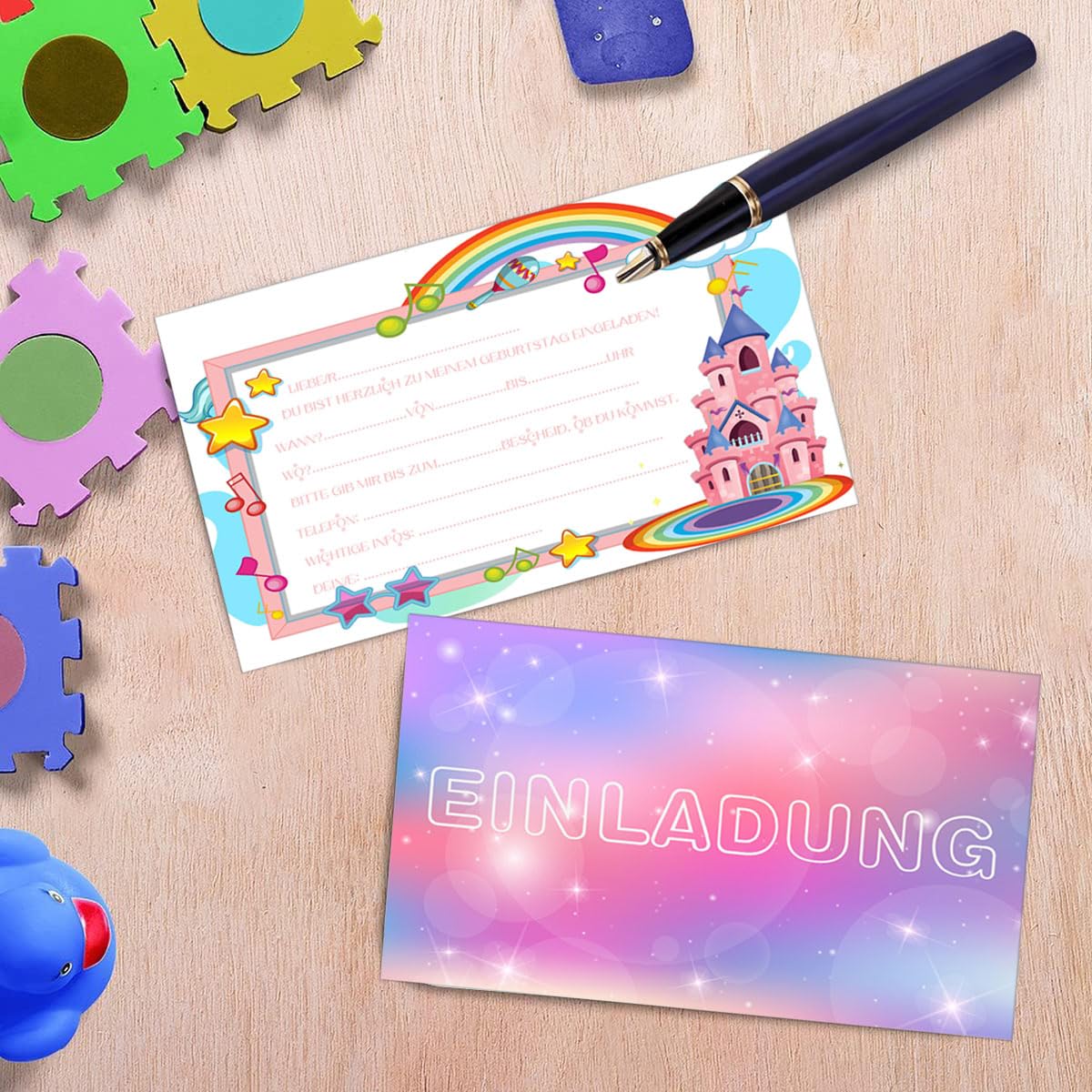 Invito di compleanno arcobaleno piatto | Vettore Gratis