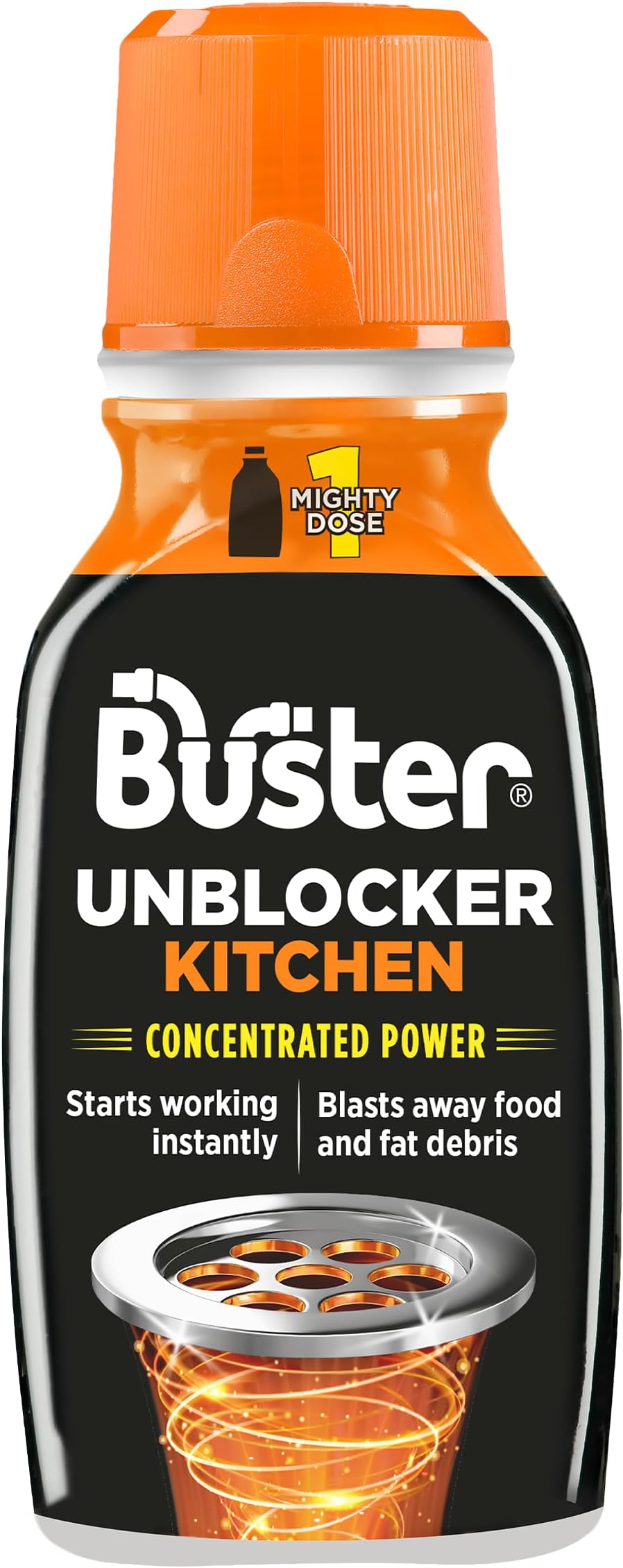 Buster Kitchen Plughole Unblocker, Fast-Acting Sink Unblocker Dissolves Fat, Food & Debris, Drain Cleaner Clears Blockages in Kitchen Sink Pipes, 150g - Made in UK