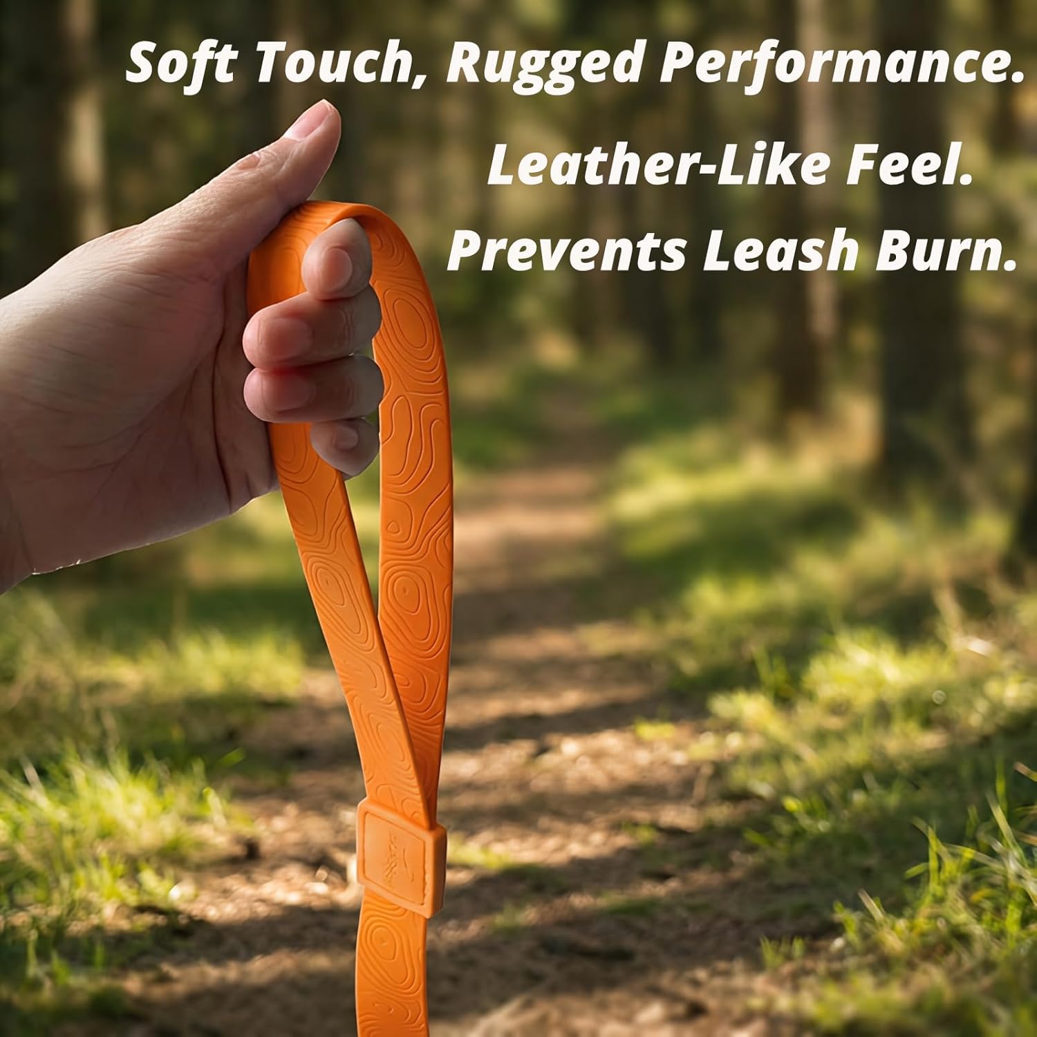 5FT Waterproof Embossed PU Dog Leash, Odor-Free, Soft & Durable, Pet Lead for Small, Medium and Large Dogs (Large, Orange)