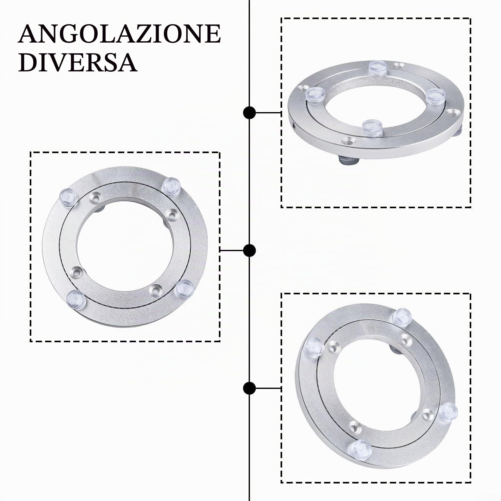 DHRH Piastra Girevole con Supporto Girevole, per carichi Pesanti, Base Girevole a 360 Gradi, Piastra Girevole Liscia, Spessore 15 mm, Pad in Gomma filettata DHRH Piastra Girevole con Supporto Girevole, per carichi Pesanti, Base Girevole a 360 Gradi, Piastra Girevole Liscia, Spessore 15 mm, Pad in Gomma filettata